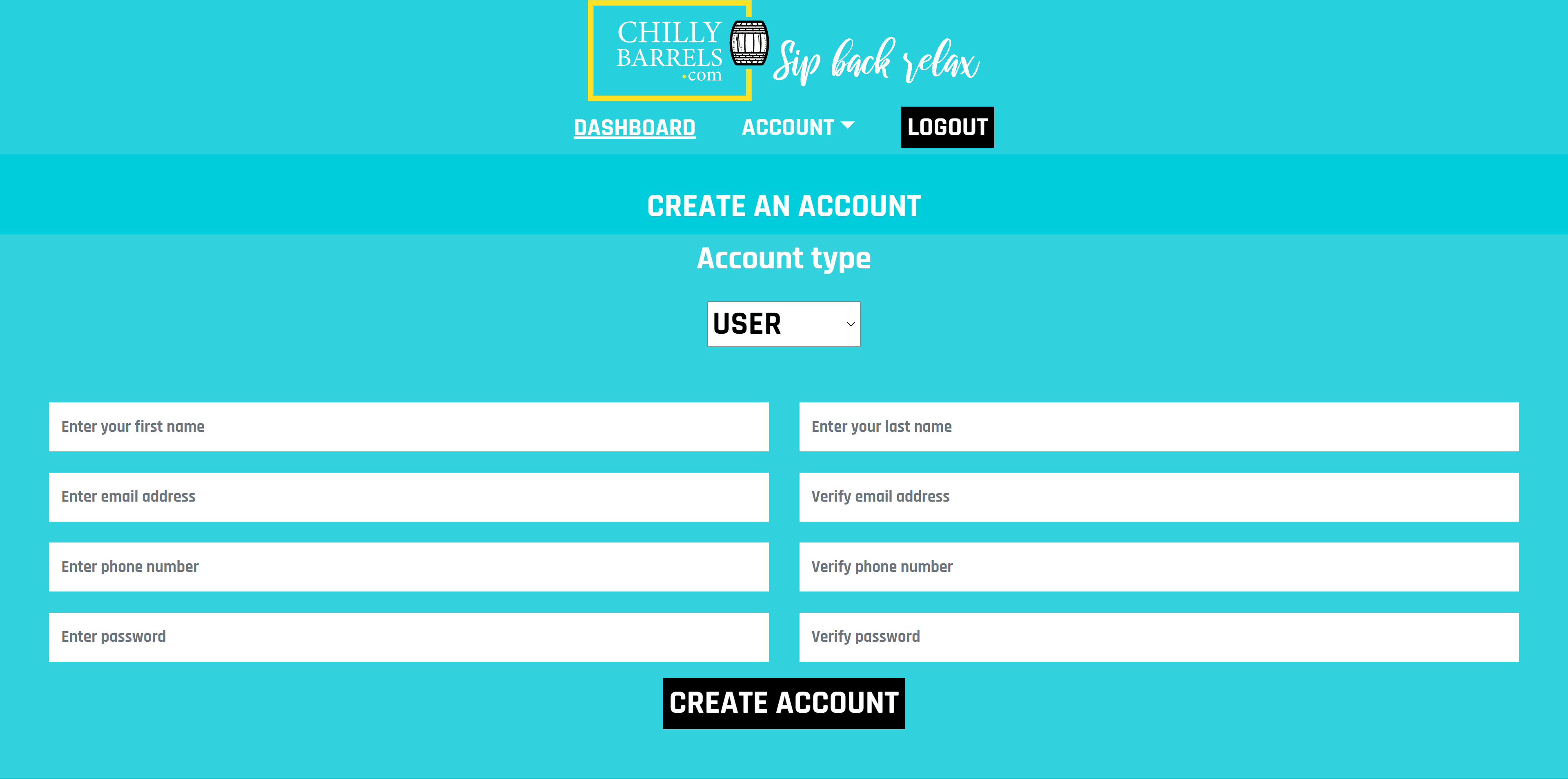 ChillyBarrels Portal Create Account